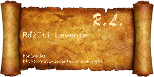 Réti Levente névjegykártya